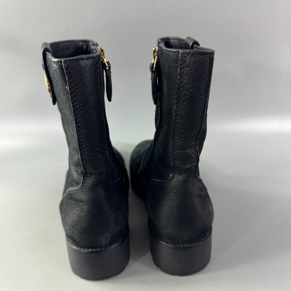 Tory Burch Oakridge Boots Black Pebbled Leather Ankle Booties, Size 8 - Picture 7 of 12